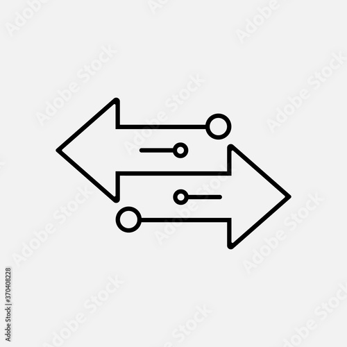 Transfer arrows outline icon isolated on white background. Vector illustration.