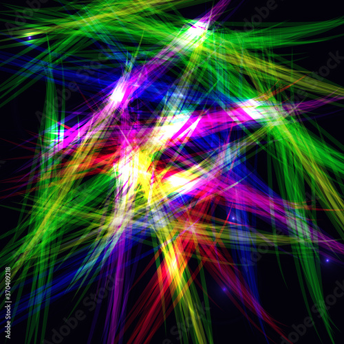 Abstract Rainbow Lines on Dark Background. Moving Colorful Lines Abstract Background for Party Posters Covers Presentations Brochures.