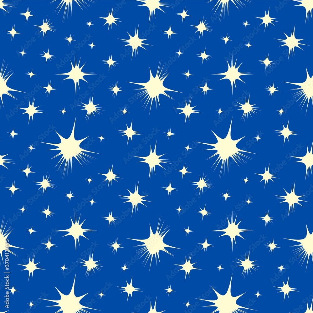 Seamless vector background of white fluffy snowflakes on blue background. Abstract snowflakes are randomly arranged. Background for winter holidays such as Christmas and New Year. Stock vector eps10 Seamless vector background of white fluffy snowflakes on blue background. Abstract snowflakes are randomly arranged. Background for winter holidays such as Christmas and New Year. Stock vector eps10
