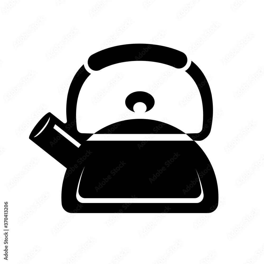 Obraz premium Teapot steel vector icon simple black style. Laconic simple design for the application. Ideal for hot liquids