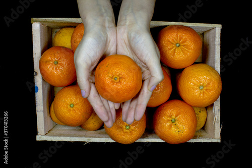 Cajon de mandarinas, productos natural
