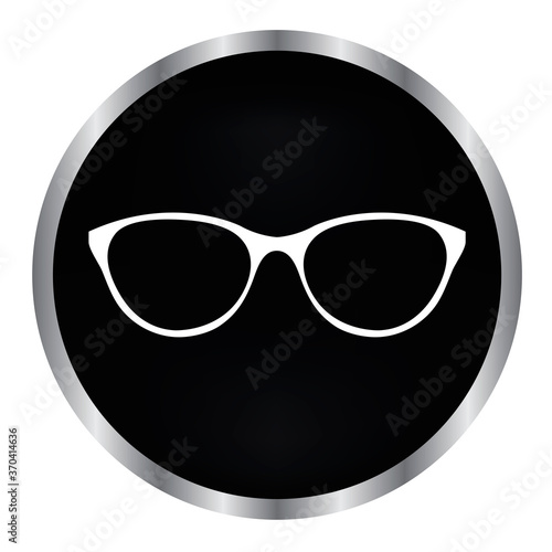 eyeglass on a black button