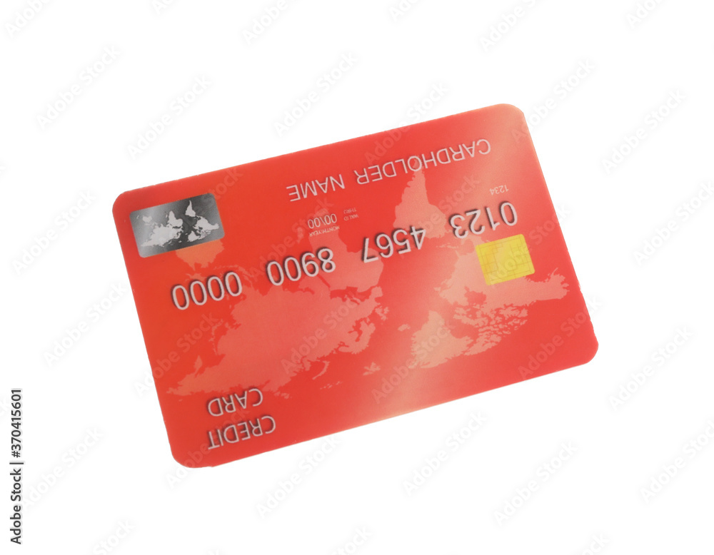 Red plastic credit card isolated on white Red plastic credit card isolated on white