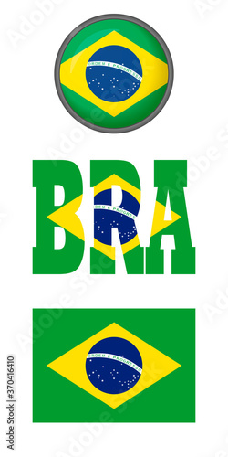 Free Download Icons of the flag of Brazil on a white background. Vector image: a button, a Brazilian flag, an abbreviation. You can use it to create a website, print brochures, booklets, flyers, stickers. - GFXLoad