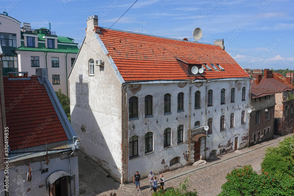The old street of Vyborg and the medieval house The old street of Vyborg and the medieval house