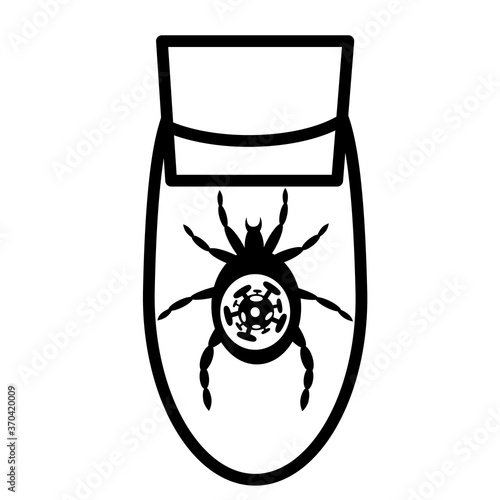 vector drawing of a tick in a test tube on a white background