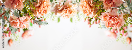 Obraz na płótnie Autumn composition made of beautiful flowers on light backdrop