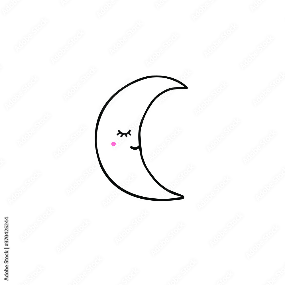 © Sweta - Vector hand drawn doodle sketch moon with face isolated on white background