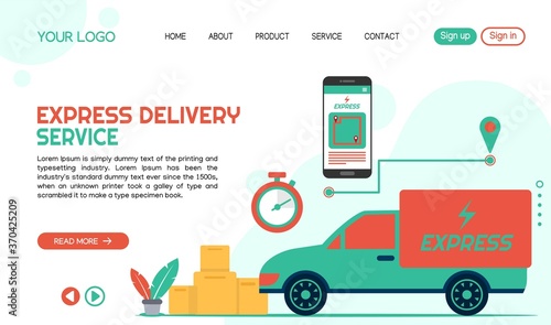 vector of express delivery service landing page template design