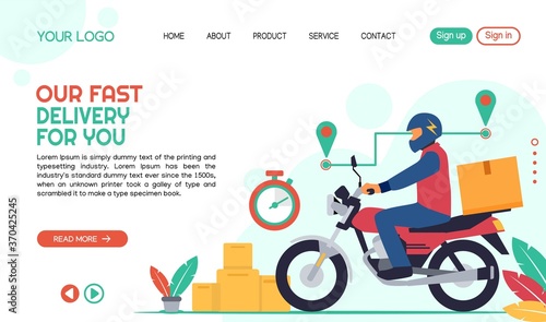 vector of express delivery service landing page template design