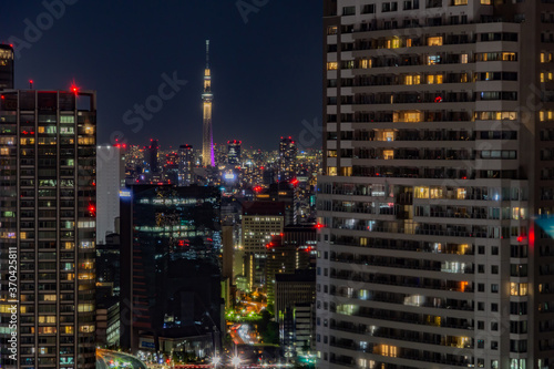 Tokyo tower night view with city landscape