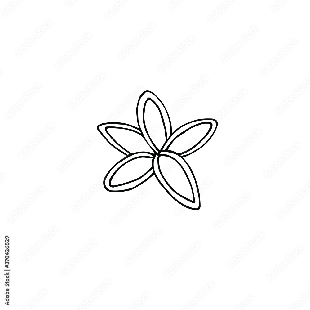 Vector hand drawn doodle sketch coconut flower isolated on white background