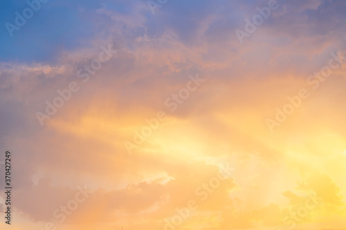 beautiful sunset, blue, yellow sky. the clouds