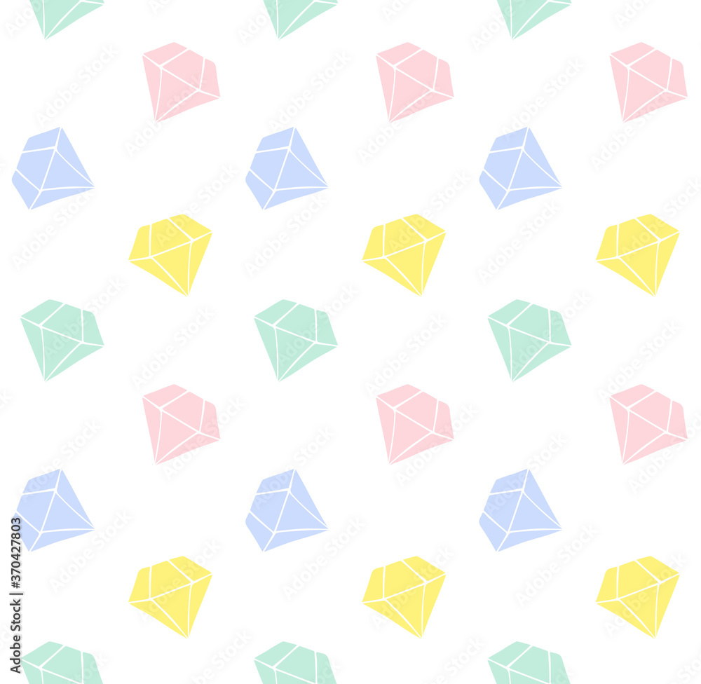 Vector seamless pattern of different hand drawn doodle sketch pastel diamond isolated on white background Vector seamless pattern of different hand drawn doodle sketch pastel diamond isolated on white background