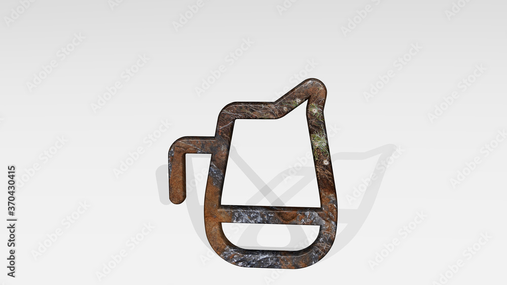 WATER PITCHER made by 3D illustration of a shiny metallic sculpture casting shadow on light background. blue and beautiful WATER PITCHER made by 3D illustration of a shiny metallic sculpture casting shadow on light background. blue and beautiful