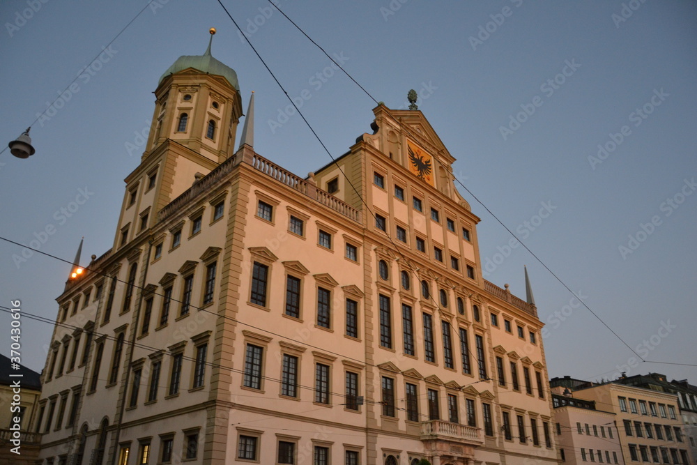 Augsburger city hall in evening
