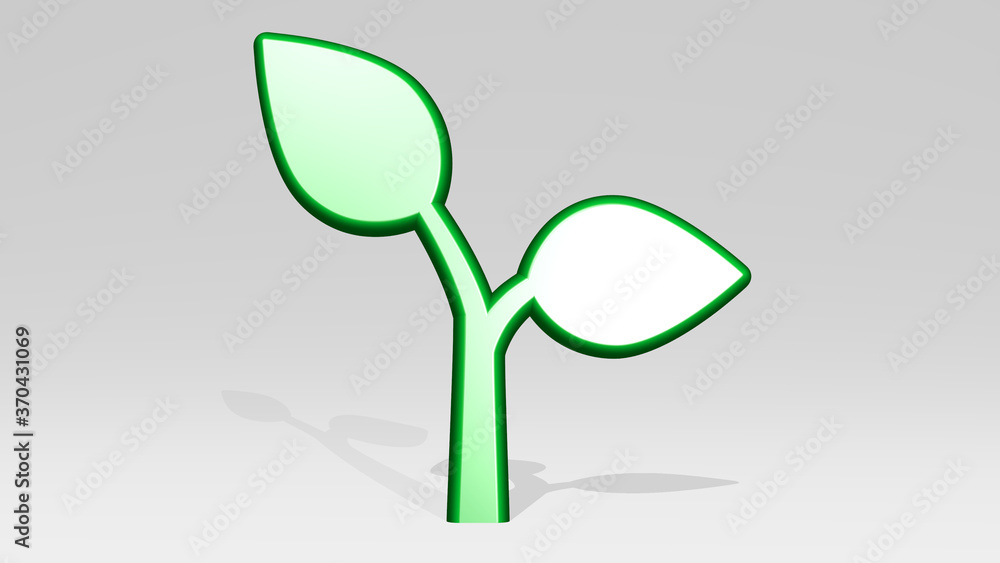BRANCHING LEAVES stand with shadow. 3D illustration of metallic sculpture over a white background with mild texture. abstract and tree BRANCHING LEAVES stand with shadow. 3D illustration of metallic sculpture over a white background with mild texture. abstract and tree