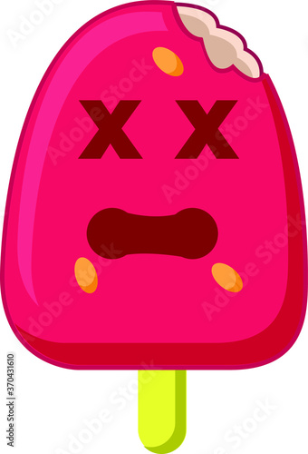 llustration vector graphic of die ice cream. Fit for kids, emoticon and for school.