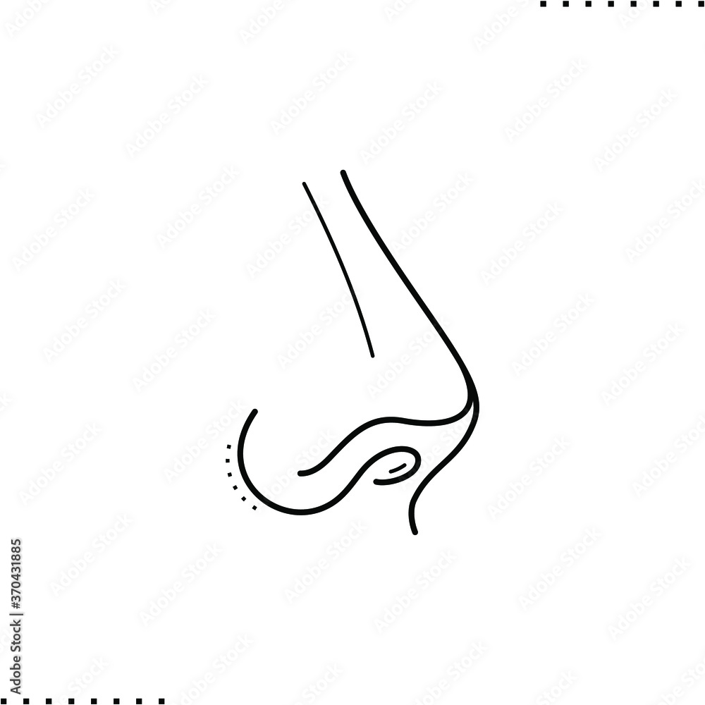 Nose and smell vector icon in outlines Nose and smell vector icon in outlines