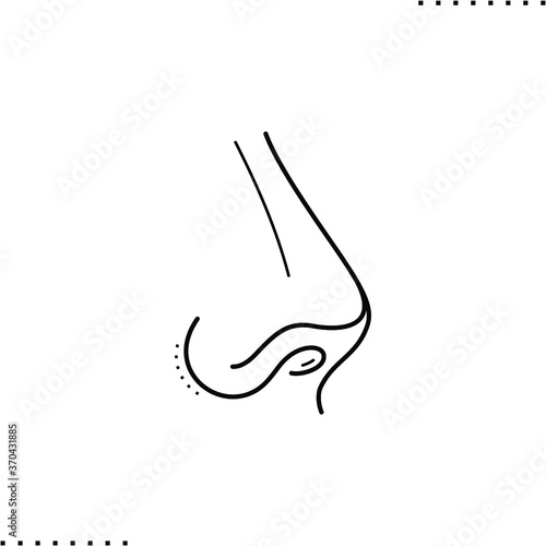 Nose and smell vector icon in outlines