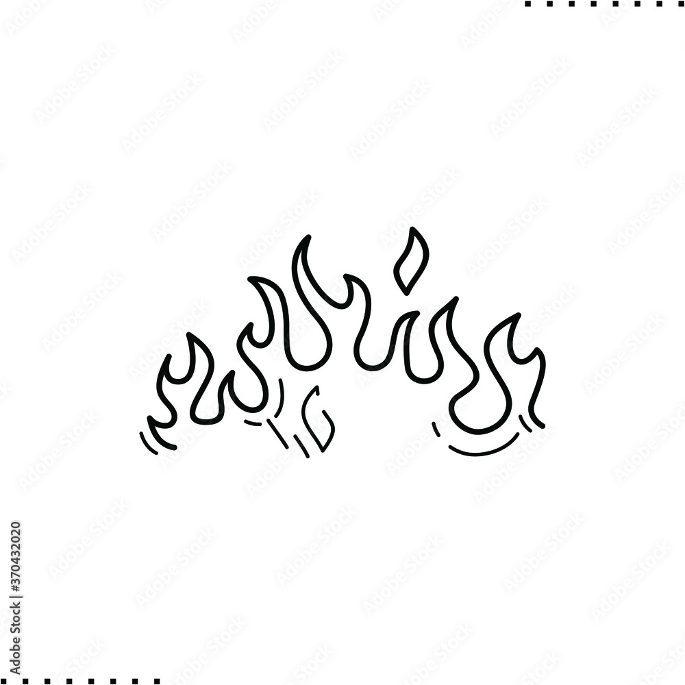 flame, fire vector icon in outlines flame, fire vector icon in outlines