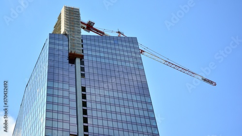 High-rise building under construction. Modern office building.