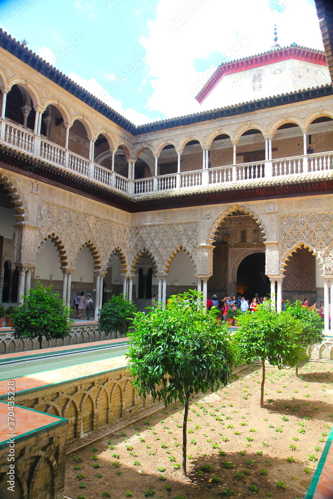The Royal Alcazar of Seville at the Courtyard of the Maidens, Sevilla, Andalusia, Spain