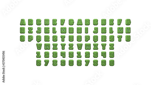 Full set of English letters in 3D illustrations separated to two sides for matching perspectives, lightings and shadows for realistic combinations on white background