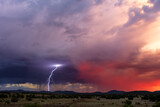 Lightning storm at sunset
