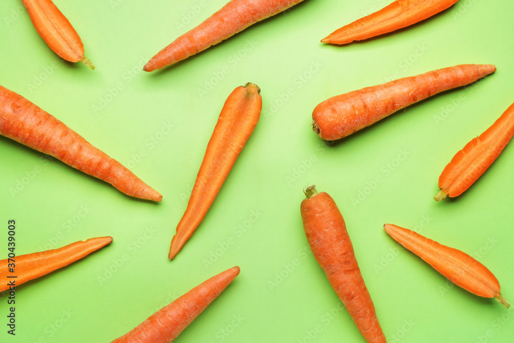 Fresh carrots on color background Fresh carrots on color background