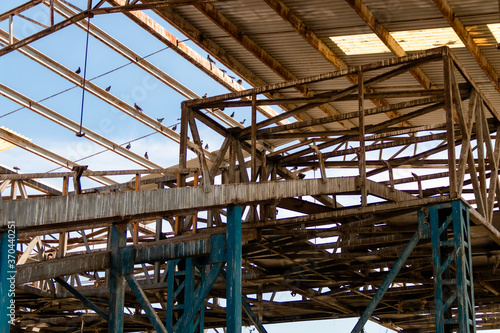 Old abandoned recycling plant. Trash deposit. modern pollution concept.