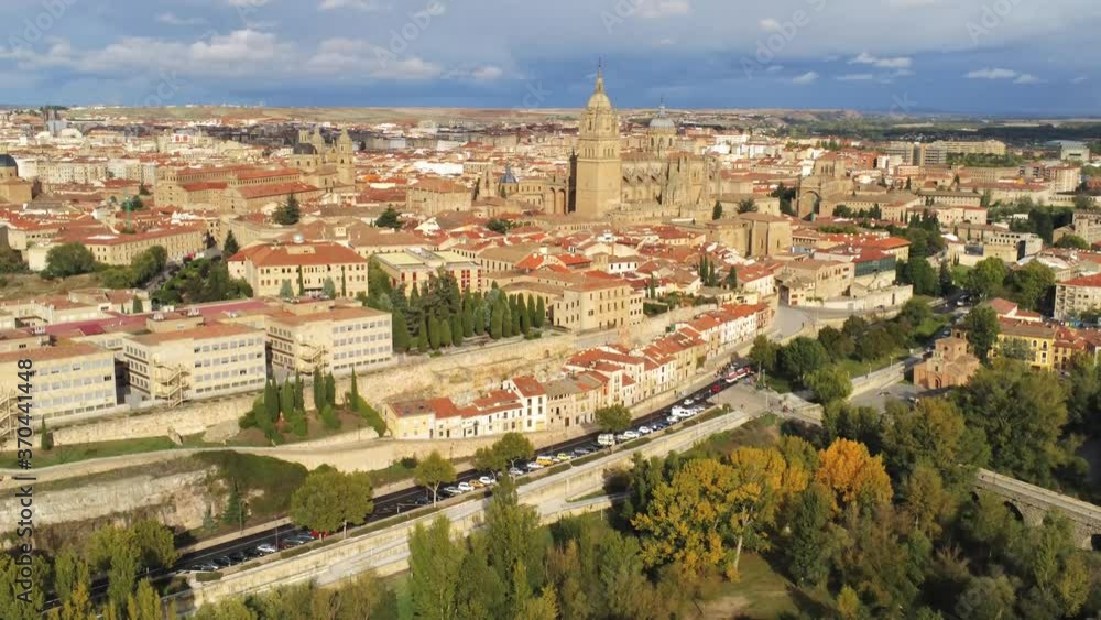 Cathedral of Salamanca, historical city of Spain. Aerial Drone Footage Cathedral of Salamanca, historical city of Spain. Aerial Drone Footage
