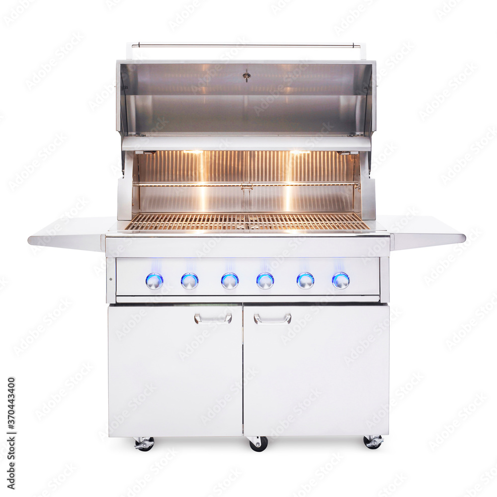 Barbecue Gas Grill Isolated on a White Background. Front View of Grand ...