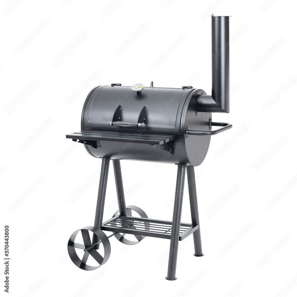 Charcoal Barbecue Smoker or Barbecue Grill Isolated on White Background