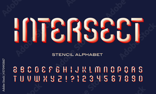 Vector Alphabet; Intersect is a Tech Stencil Condensed Font with Gradient 3d Effects