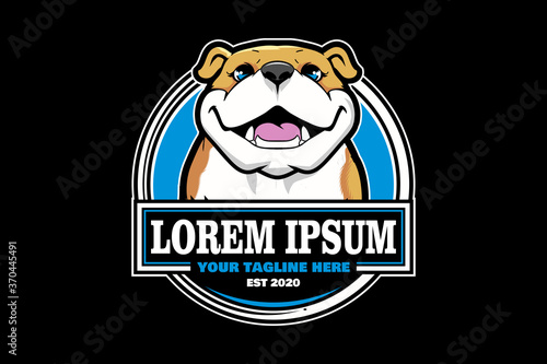 Cute Bulldog head cartoon character vector logo