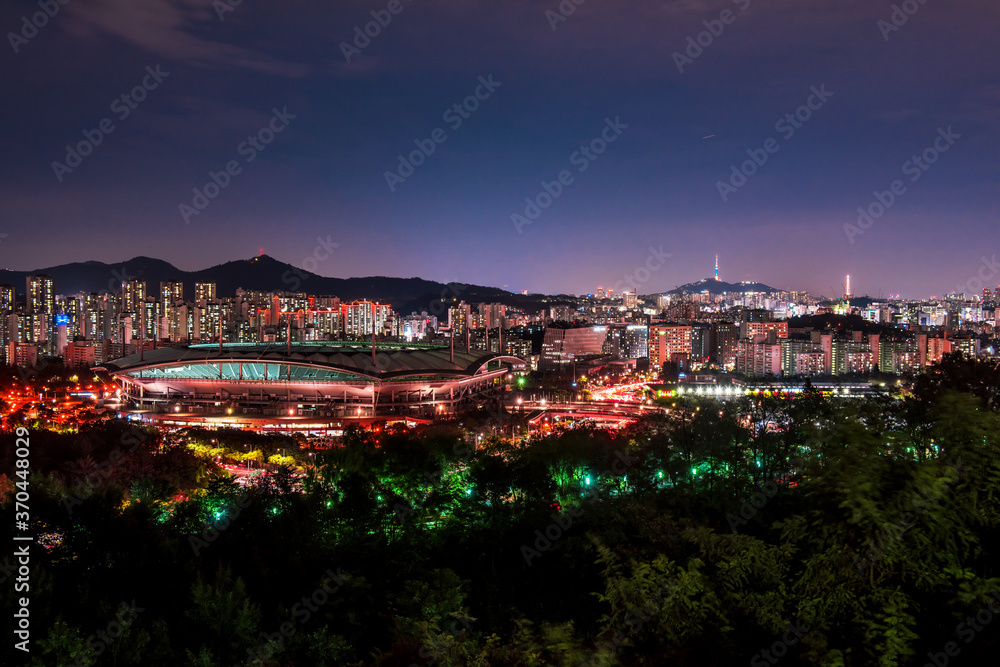 Fantastic night view of Seoul,town and street.
