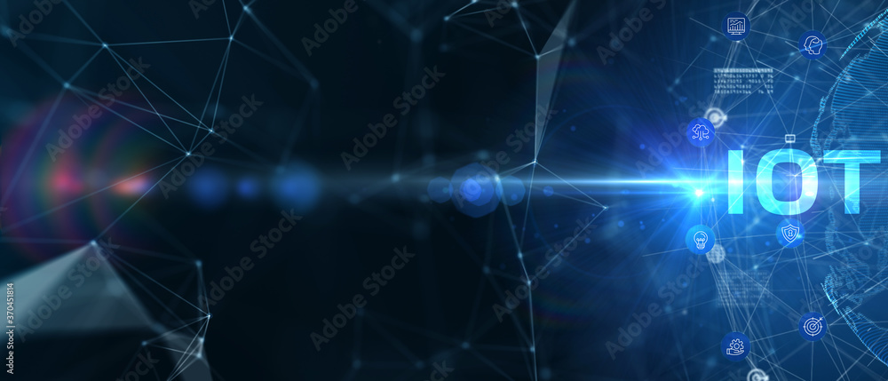 Internet of things - IOT concept. Businessman offer IOT products and solutions. 3D illustration. Internet of things - IOT concept. Businessman offer IOT products and solutions. 3D illustration.