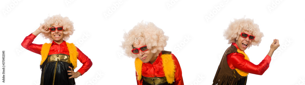 Funny clown in fun concept isolated on white Funny clown in fun concept isolated on white