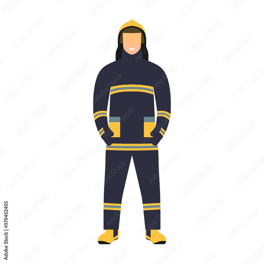 Bombero. Rescate. Combatir un incendio. Profesional. Ilustración vectorial estilo plano Bombero. Rescate. Combatir un incendio. Profesional. Ilustración vectorial estilo plano