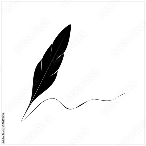 Quill Feather Pen, Minimalist Signature Handwriting logo design vector