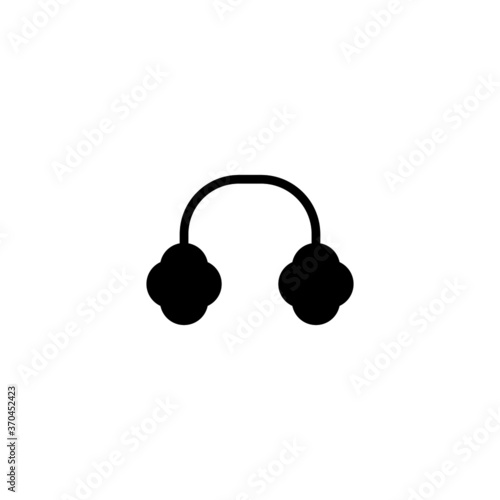 Ear muffs icon in black flat glyph, filled style isolated on white background