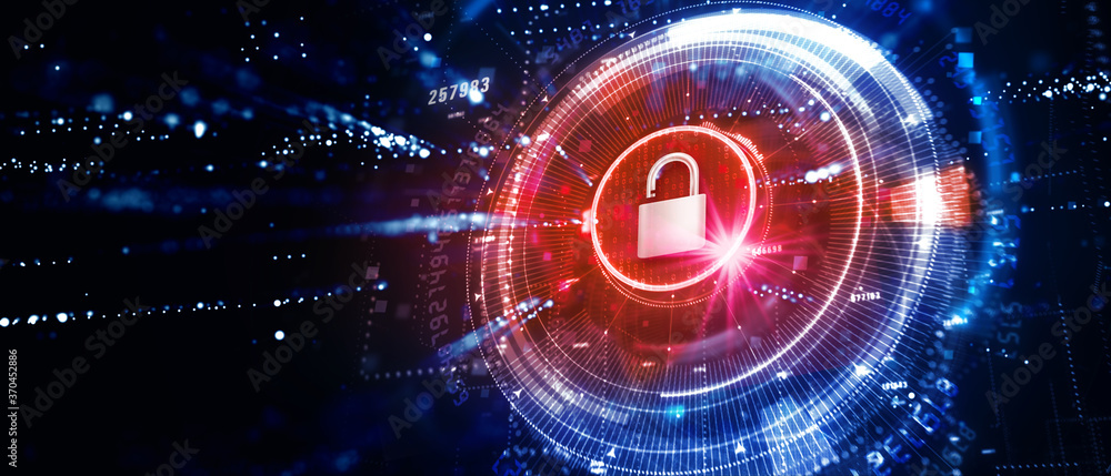 Obraz premium Cyber security data protection business technology privacy concept. 3D illustration.