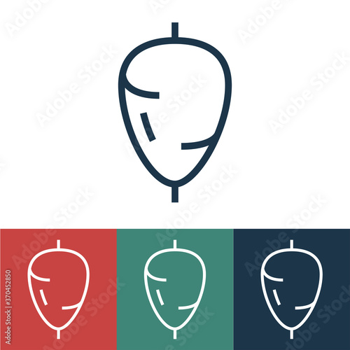 Linear vector icon with meat on spit
