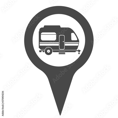 Caravan Campsite Finder Location Pin Icon - Vector Illustration