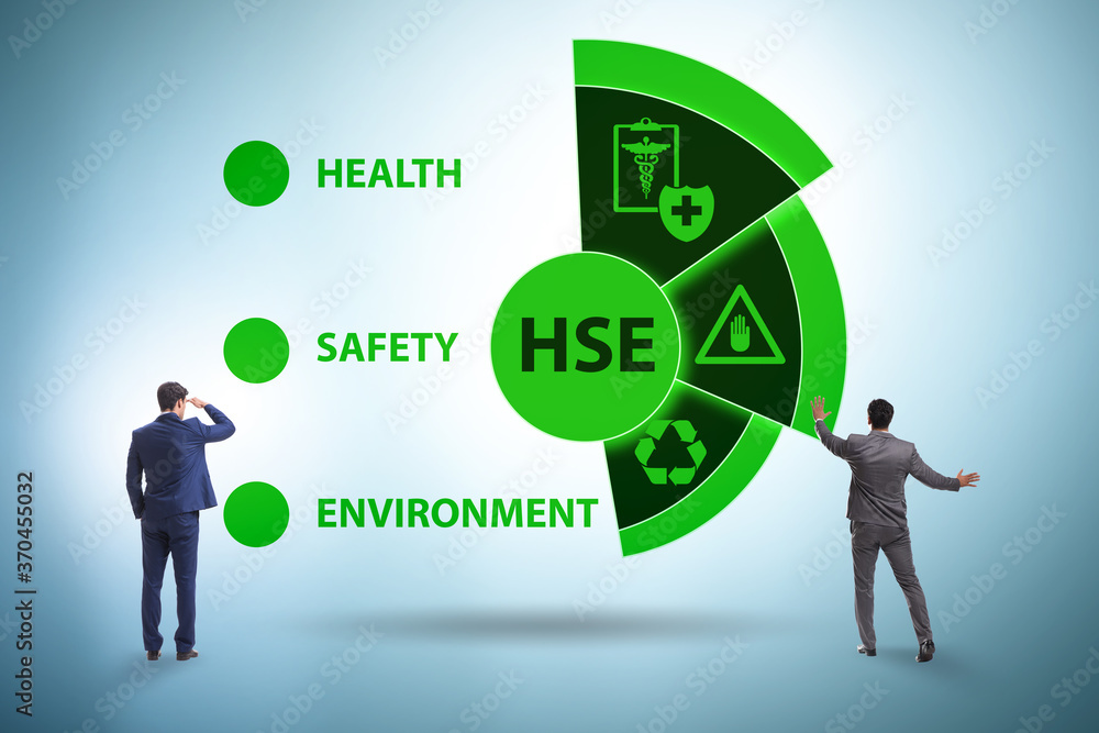 HSE concept for health safety environment with businessman HSE concept for health safety environment with businessman