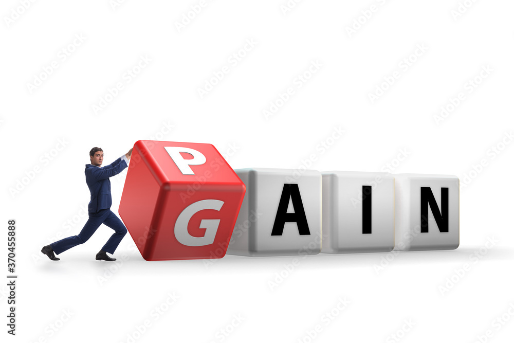 No pain no gain concept with businessman No pain no gain concept with businessman