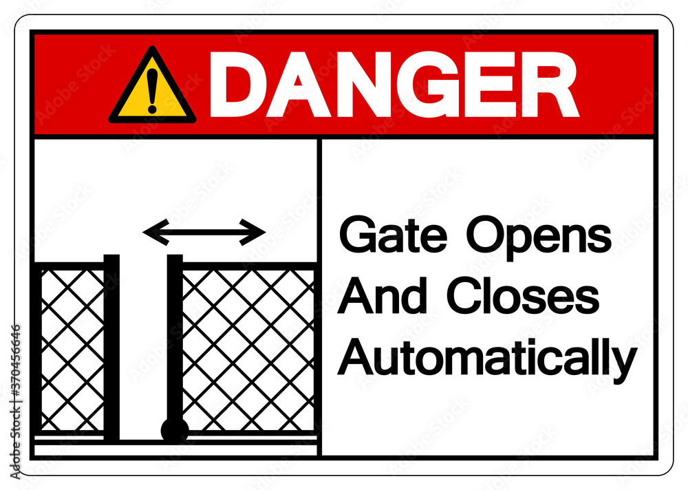 Danger Gate Opens and Closes Automatically Symbol Sign, Vector Illustration, Isolate On White Background Label. EPS10