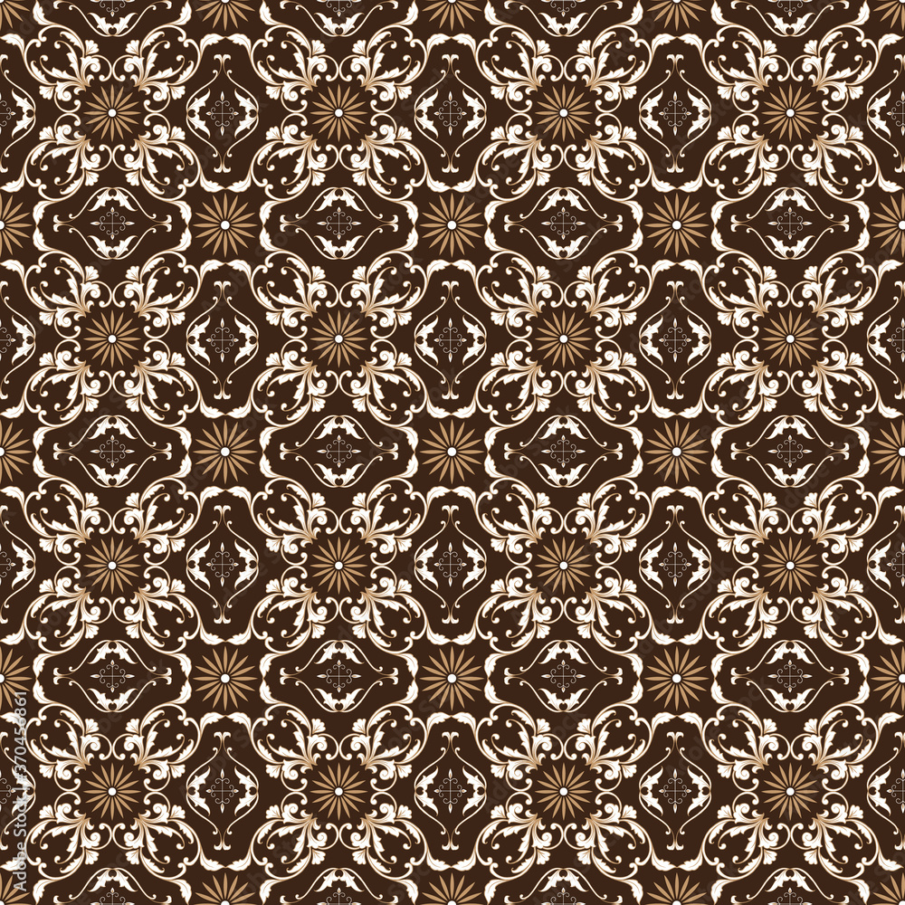 Fototapeta premium Beautiful motifs Design of Java batik with soft brown and black color design.