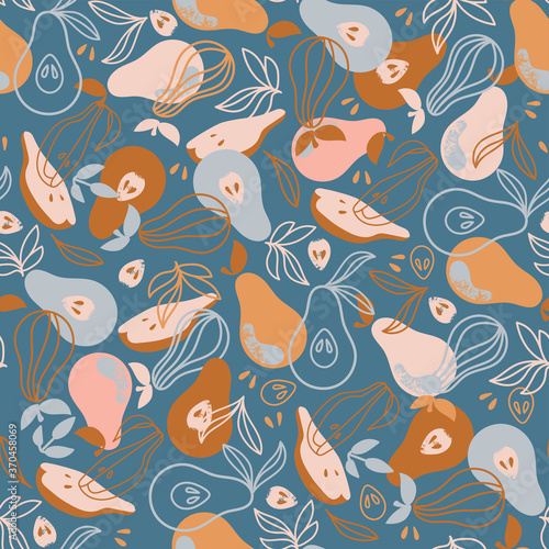 PEAR FABRIC Delicious Fruit Hand Drawn Seamless Pattern Vector